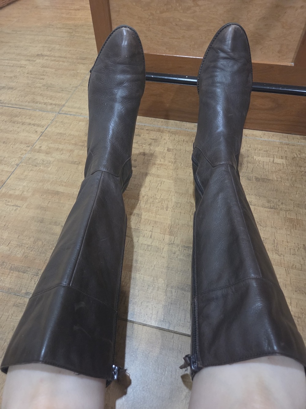 Calvin Klein Dark Brown Leather Knee Boots